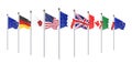 45th G7 summit , August 24Ã¢â¬â26, 2019 in Biarritz, Nouvelle-Aquitaine, France. 7 flags of countries of Group of Seven - Canada,